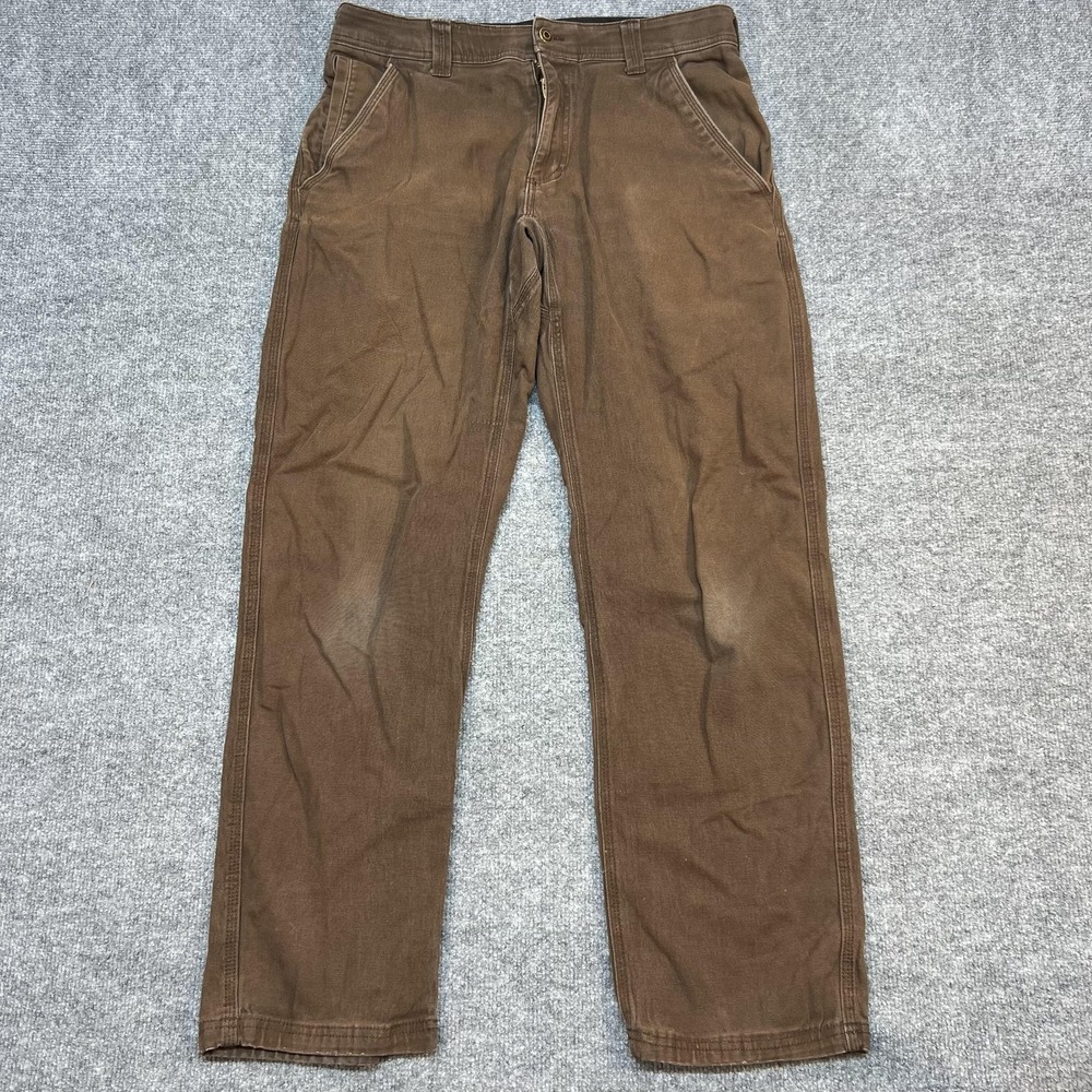 CAT Pants Mens 34x32 Brown Canvas Khakis Relaxed Fit Stretch Workwear Casual